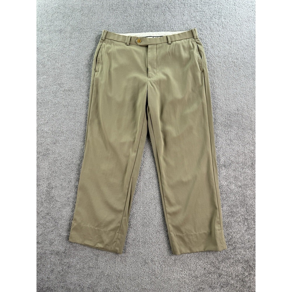 Brooks Brothers Pants Men 34x27 Beige Wool Luxury Premium Business 1818 Madison